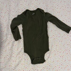 Primary Forest Green Kids Long Sleeve Bodysuit